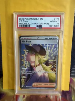 2025 POKEMON BLK EN-BLACK BOLT SPECIAL ILLUSTRATION RARE #170 N'S PLAN PSA 10 - Image 1