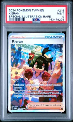 2024 POKEMON TWM EN-TWILIGHT MASQUERADE SPECIAL ILLUSTRATION RARE KIERAN PSA 9 - Image 1