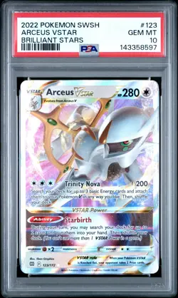 2022 Pokemon Sword & Shield Brilliant Stars #123 Arceus Vstar PSA 10 - Image 1