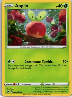 Pokemon TCG Applin 20/192 Rebel Clash Holo MP - Image 1
