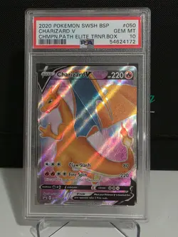 PSA 10 GEM MINT POKEMON CHAMPION'S PATH CHARIZARD V FULL ART ETB PROMO SWSH050 - Image 1