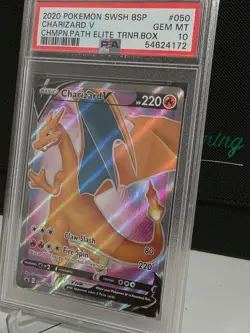 PSA 10 GEM MINT POKEMON CHAMPION'S PATH CHARIZARD V FULL ART ETB PROMO SWSH050 - Image 2