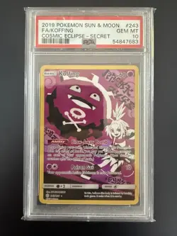 Pokemon Sun & Moon Cosmic Eclipse Koffing Full Art Secret 243 *GEM MINT PSA 10* - Image 1