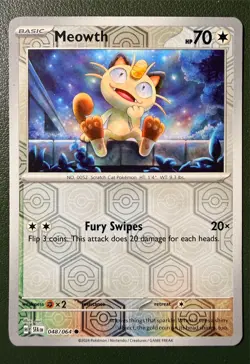 Pokemon TCG Meowth 48/64 Shrouded Fable SV6.5 Reverse Holo NM - Image 1