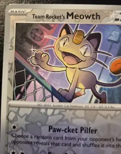 Team Rocket's Meowth 149/182 Reverse Holo Common Destined Rivals Pokemon TCG - Image 2