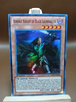 MP Yugioh Ignoble Knight of Black Laundsallyn ABYR-EN000 Super Rare 1st Ed - Image 1
