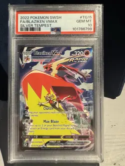 Pokemon TCG Blaziken VMAX Full Art Silver Tempest TG15/TG30 PSA 10 - Image 1