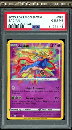 PSA 10 ⭐ Pokemon Zacian 082 Amazing Rare Vivid Voltage Full Art Graded Card - Image 1