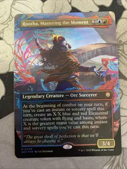 NM Borderless Foil Rootha, Mastering the Moment MTG, Strixhaven Commander, Magic - Image 1