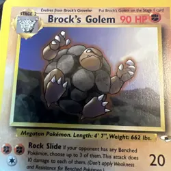 Brock's Golem 020/132 Gym Heroes Unlimited Rare Vintage TCG Pokemon Card - Image 4