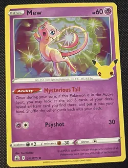 Mew 011/025 Holo Rare Celebrations Pokemon 25th Anniversary 2021 stamped - Image 1