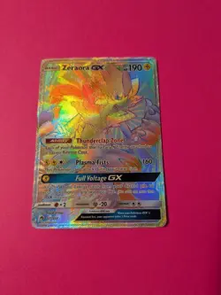 Pokemon TCG Zeraora GX Secret 221/214 Sm Lost Thunder Holo BAD CONDITION READ - Image 1