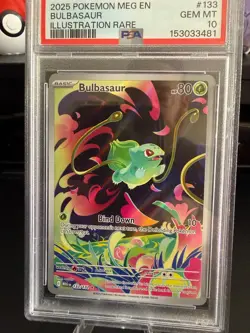 2025 POKEMON MEG EN-MEGA EVOLUTION ILLUSTRATION RARE #133 BULBASAUR PSA 10 - Image 1