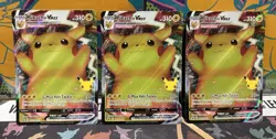 3 x Pikachu VMAX Celebrations SWSH062 Sword And Shield Black Star Promo Pokemon - Image 1
