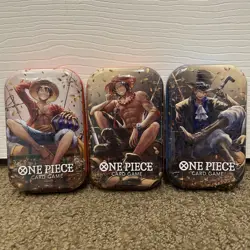 One Piece TCG OP-13 Tin Pack Set Vol. 2 Lot of 3-New/Sealed - Luffy, Sabo, Ace - Image 1