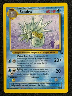 Seadra 42/62 Base Set Series Fossil UNCOMMON Stage 1 Pokemon Card 1999 WOTC NM - Image 1