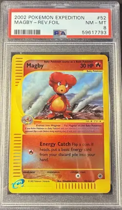 2002 Pokemon Expedition 52 Magby Reverse PSA 8 NM-MT - Image 1