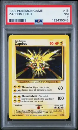 1999 POKEMON GAME #16 ZAPDOS-HOLO PSA 7 - Image 1