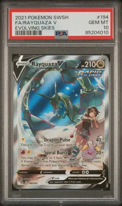 2021 Pokemon Evolving Skies Rayquaza V PSA 10 #194 - Image 1