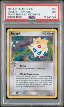 Pokemon Togepi #50 Team Rocket Returns Reverse Holo Stamped - PSA 7 - Image 1