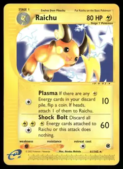 Raichu 61/165 Rare Expedition Base Set Pokemon Heavily Played - Image 1