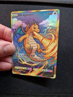 Dragonite Full Art Gold Rainbow Holo Battle Custom Promo Art Card - Image 4