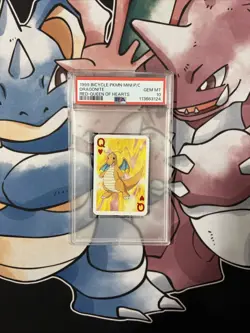 PSA 10 GEM MINT 1999 POKEMON MINI PLAYING CARDS RED DRAGONITE QUEEN OF HEARTS - Image 1