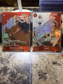 Monkey.D.Luffy & Nami Holo Promo One Piece CCG OP01 Bandai Card Lot (2) - Image 1
