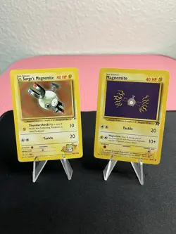 Lt. Surge's Magnemite 080/132 Pokemon Gym Heroes + Magnemite 60/82 Vintage Cards - Image 1