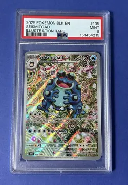 2025 Pokemon Blk EN Seismitoad Illustration Rare #105 PSA 9 MINT - Image 1