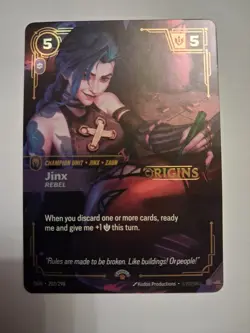 Riftbound - Jinx, Rebel - Stamped Promo Foil - 202/298 - Origins NM Unused Card - Image 1