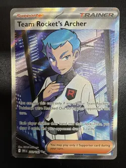 FREE SHIPPING Pokemon Team Rockets Archer 223/182 Full Art Destined Rivals - Image 1