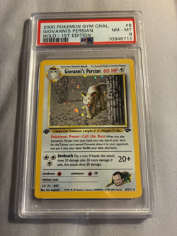 2000 POKEMON GYM CHALLENGE HOLO-1ST ED #8 GIOVANNI'S PERSIAN PSA 8 SWIRL - Image 1