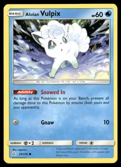 Alolan Vulpix 39/236 Common Cosmic Eclipse Pokemon Near Mint - Image 1