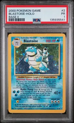 2000 POKEMON GAME BASE II #2 BLASTOISE-HOLO BASE II PSA PR 1 - Image 1