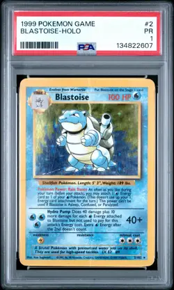 1999 POKEMON BASE SET UNLIMITED #2 BLASTOISE-HOLO PSA 1 - Image 1