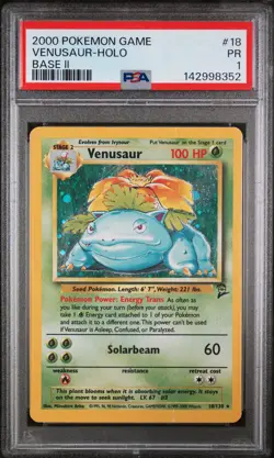 2000 POKEMON BASE SET 2 #18 VENUSAUR-HOLO PSA 1 - Image 1