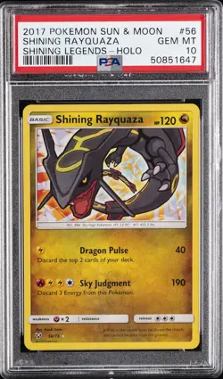 2017 POKEMON SUN & MOON SHINING LEGENDS #56 SHINING RAYQUAZA-HOLO PSA 10 - Image 1