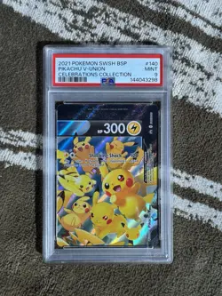 2021 Pokemon SWSH Pikachu V-Union Celebrations Collection 140 PSA 9 Mint 25th - Image 1