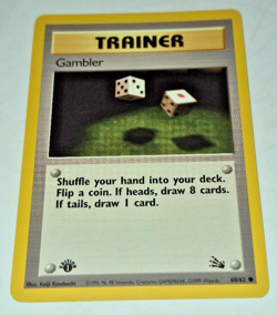 pokemon gambler trainer 60/62 fossil regular 1st edition mint - Image 1