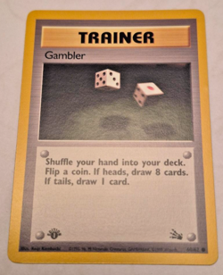 pokemon gambler trainer 60/62 fossil regular 1st edition mint - Image 2