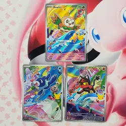 Rowlett 043 + Litten 044 + Popplio 045 - First Partner Pokemon Cards #L411 - Image 1