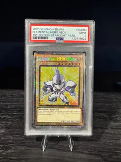2025 YuGiOh Elemental HERO Neos 1st Edition Starlight Rare BLMM-EN003 MINT PSA 9 - Image 1