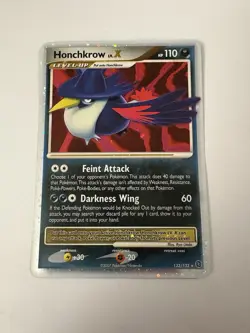 2007 Pokemon TCG Secret Wonders 132/132 Honchkrow Rare Holo LV.X Level Up 110HP - Image 1