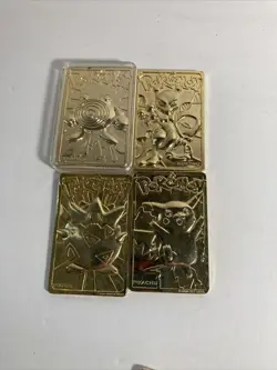 1999 Pokemon 23k Gold Plated Card Pikachu Mewtwo Poliwhirl Togepi - Image 1