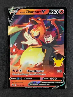 2021 Pokemon LANCE'S CHARIZARD V #SWSH133 Sword & Shield Celebrations Holo ENG - Image 1
