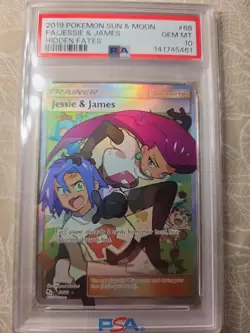 TCG Pokemon Jessie & James 68/68 Hidden Fates 2019 Full Art Holo PSA 10 - Image 1