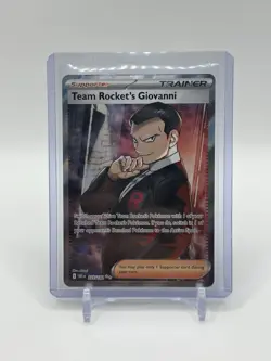 Pokemon Team Rocket's Giovanni Ultra Rare Full Art Holo 225/182 Sv10 Trainer - Image 1