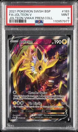 2021 POKEMON SWSH BLACK STAR PROMO #183 FULL ART/JOLTEON V PSA 9 - Image 1