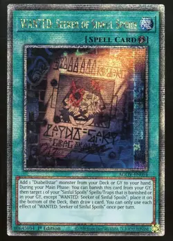 Yugioh WANTED: Seeker of Sinful Spoils AGOV-EN054 Quarter Century Rare QCR - Image 1